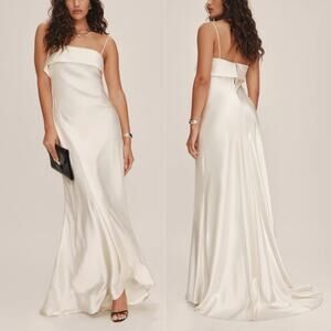 Reformation Jovie Silk Maxi Dress NEW Charmeuse Ivory Wedding Gown NWT Size 0